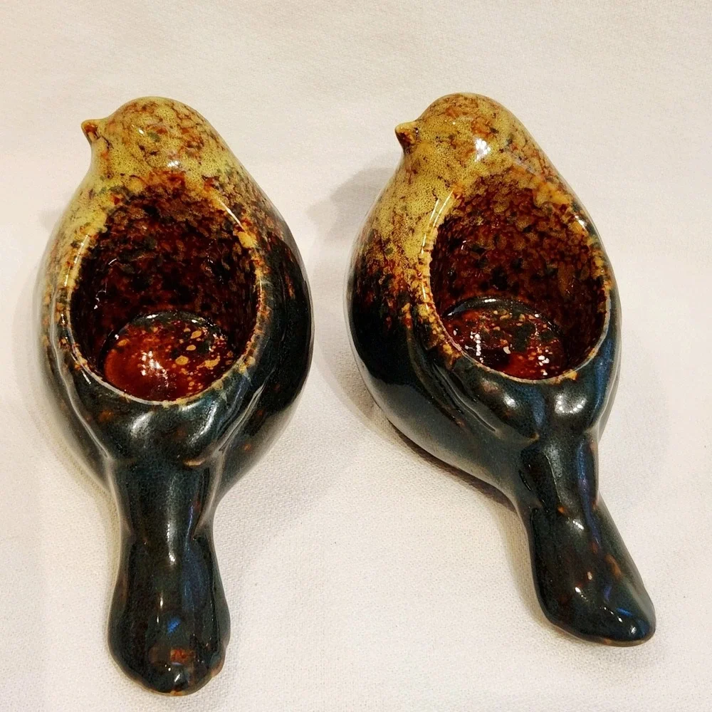 Set of 2 Allen + Roth  Ceramic Bird Tealight‎ Votive Candle Holder